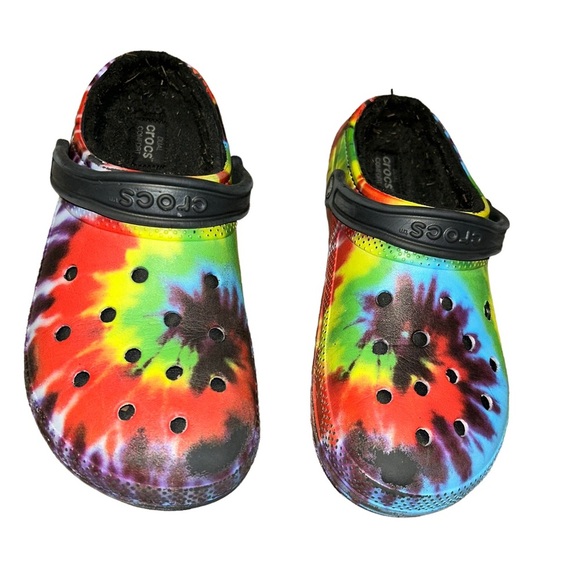 Crocs Dual Comfort Fleece Lined Tye Tie Dye Clogs Men's 11 - Picture 2 of 8